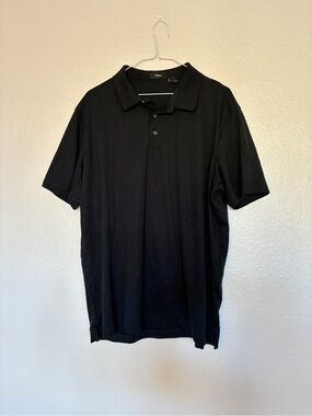 Theory Black Short-Sleeve Polo Shirt Size XL Classic Preppy Collared T-shirt